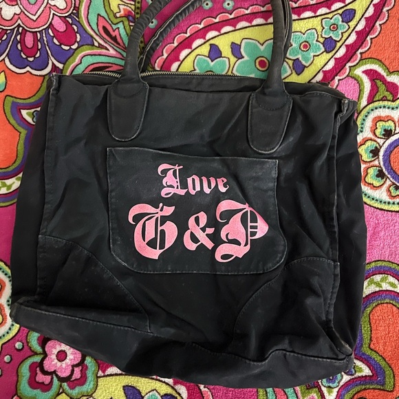 Juicy Couture navy Tote with Pink Crown Design - Picture 2 of 4